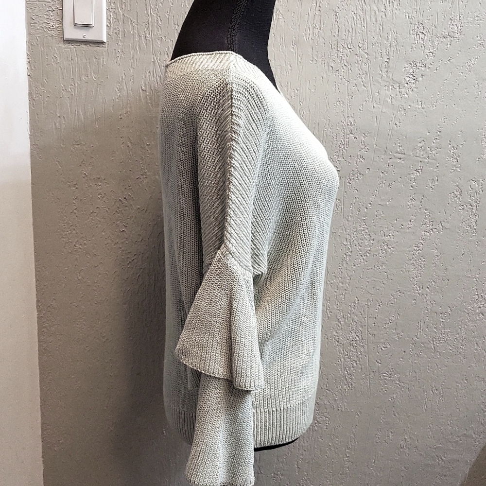 Express Boat Neck Layered Ruffle Sleeve Sweater - Picture 4 of 7